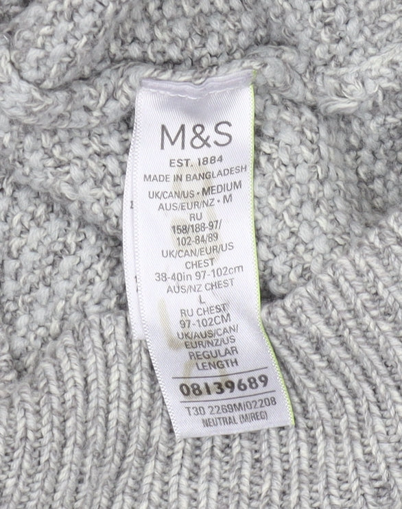Marks & Spencer Men's Grey Medium 1/2 Zip Jumper