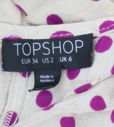 Topshop Women's Beige Polka Dot Tank Top, UK 6
