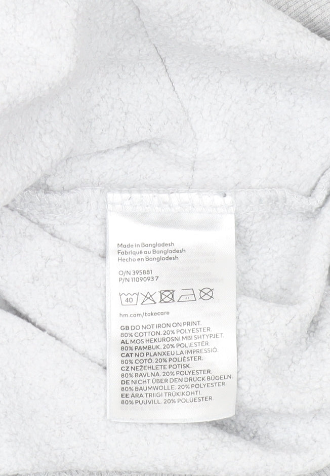 H&M Unisex Grey Logo Pullover Sweatshirt S
