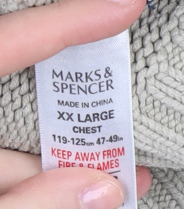 Marks & Spencer Men's Beige XL Striped Sweater