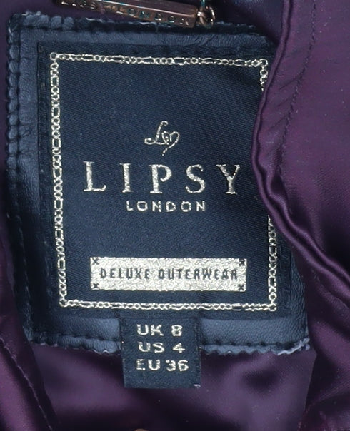 Lipsy Women's Purple Parka Coat Size 8