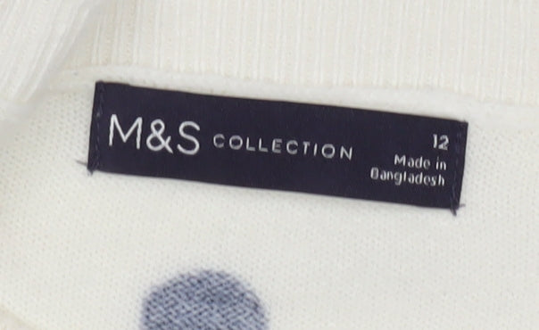 Marks & Spencer Women's White Polka Dot Pullover Jumper Size 12