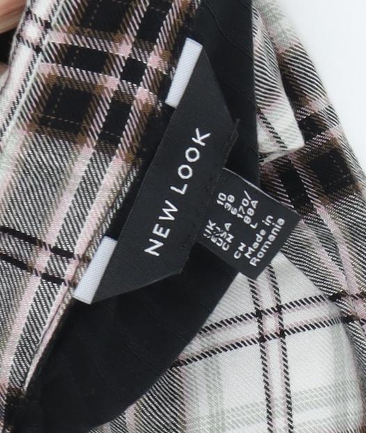 New Look Women's Black Plaid Cropped Button-Up