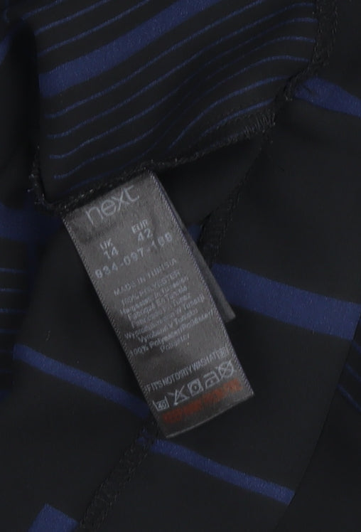 Next Women's Geometric Blouse - Size 14, Black/Blue