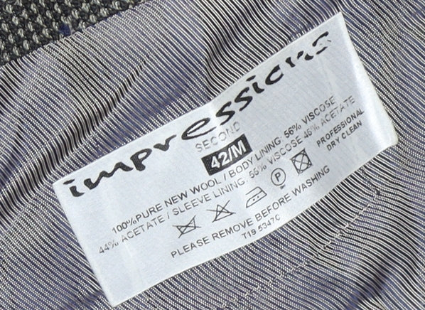 Impressions Men's Grey Check Blazer 42 Regular Wool Classic
