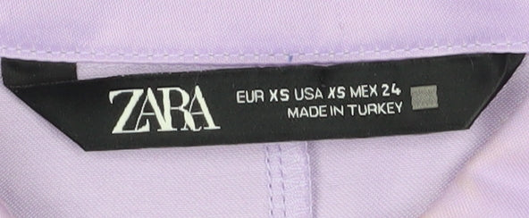 Zara Women's Purple XS Relaxed Blouse Collared