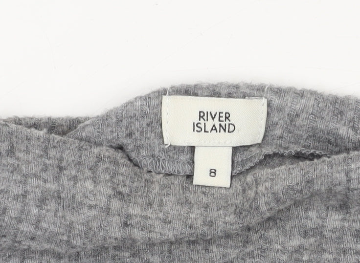 River Island Women's Grey Roll Neck Knit Top Size 8