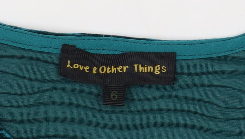 Love & Other Things Blue Velvet Cropped T-Shirt, Women's Size 6