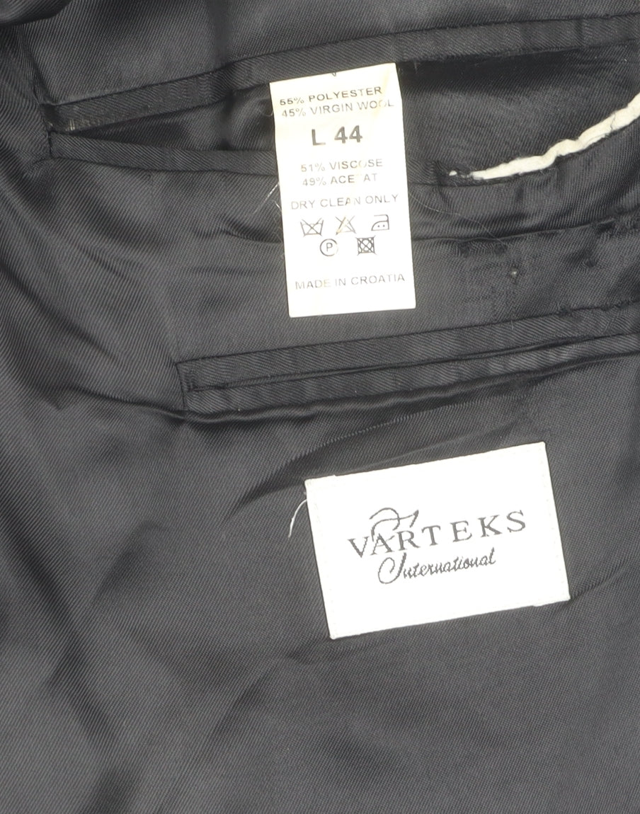 Varteks Men's Black Classic Blazer, Size 44L, Two-Button