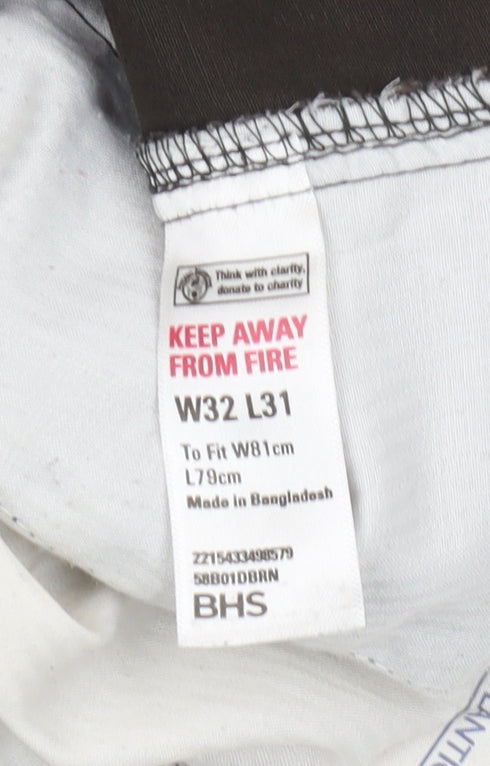 BHS Men's Brown Trousers, Medium, 32W 31L, Casual