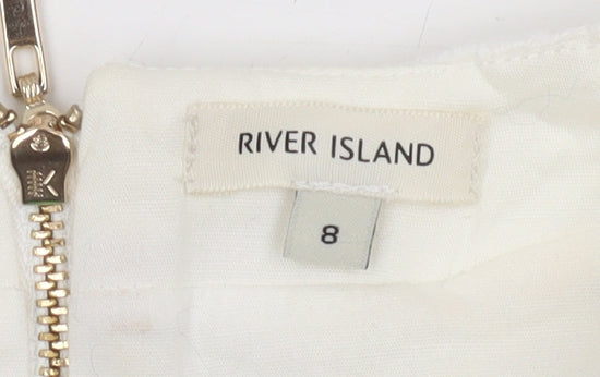 River Island Women's White Floral Tunic Blouse, Size 8