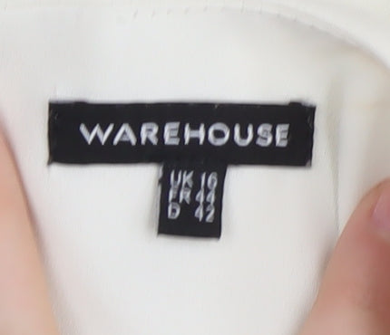 Warehouse Women's Ivory Blouse - Size 16, Crew Neck