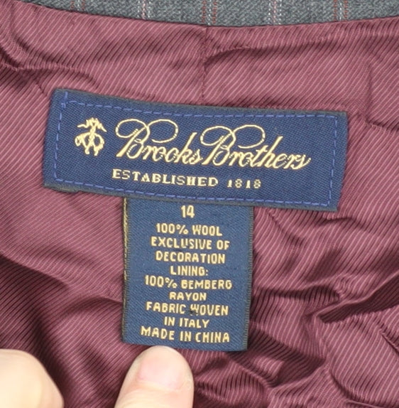 Brooks Brothers Women Grey Pinstripe Suit Jacket Size 14