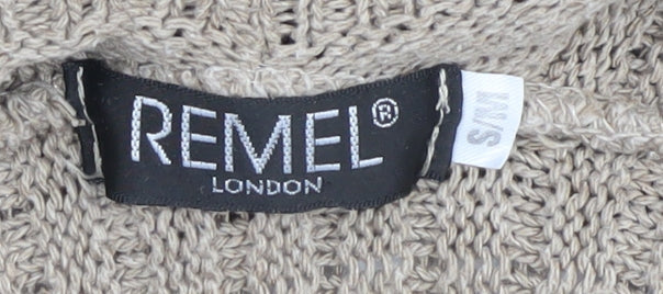 Remel London Women's Beige Cardigan S/M Open-Knit