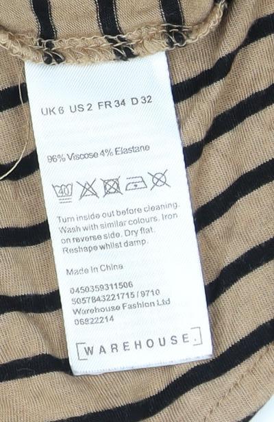 Warehouse Womens Beige Striped Regular Fit Jersey T-Shirt