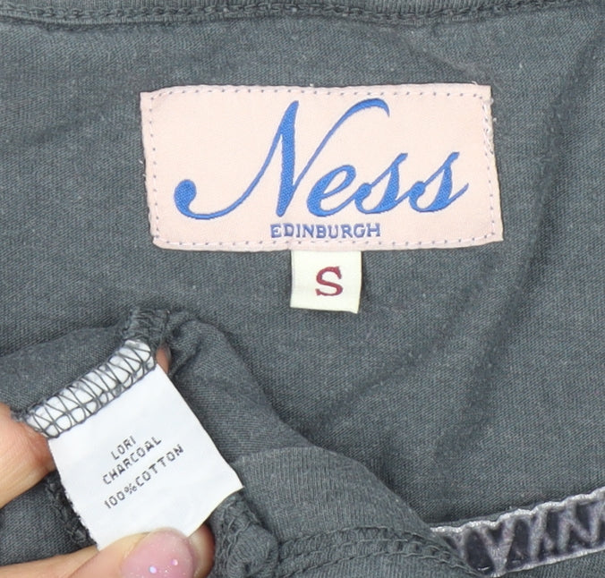 Ness Women's Grey Long Sleeve Basic T-Shirt, Size S