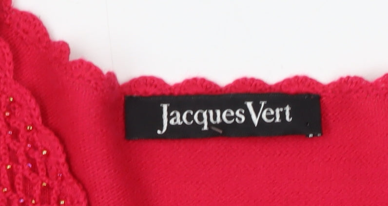 Jacques Vert Women's Red XL V-Neck Beaded Pullover