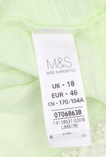 Marks & Spencer Green Crochet Accent T-Shirt, Size 18