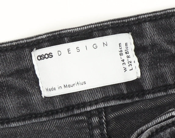 ASOS Men's Black Skinny Jeans, Size 34, Slim Fit