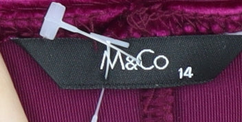 M&Co Women's Purple Velvet Bodycon Dress Size 14