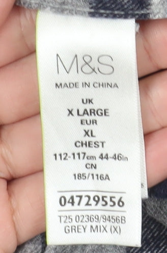 Marks & Spencer Men's Grey Check Flannel Shirt XL