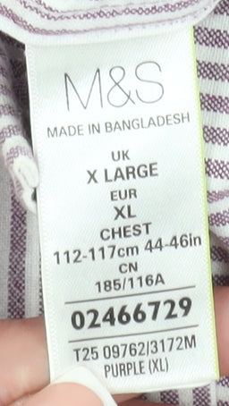 Marks & Spencer Men's XL Purple Striped Shirt