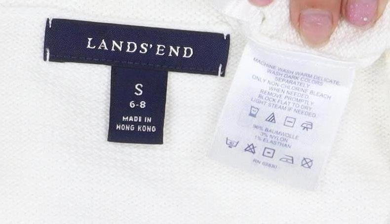 Lands' End Women's White Cardigan, Size S - Lightweight Knit