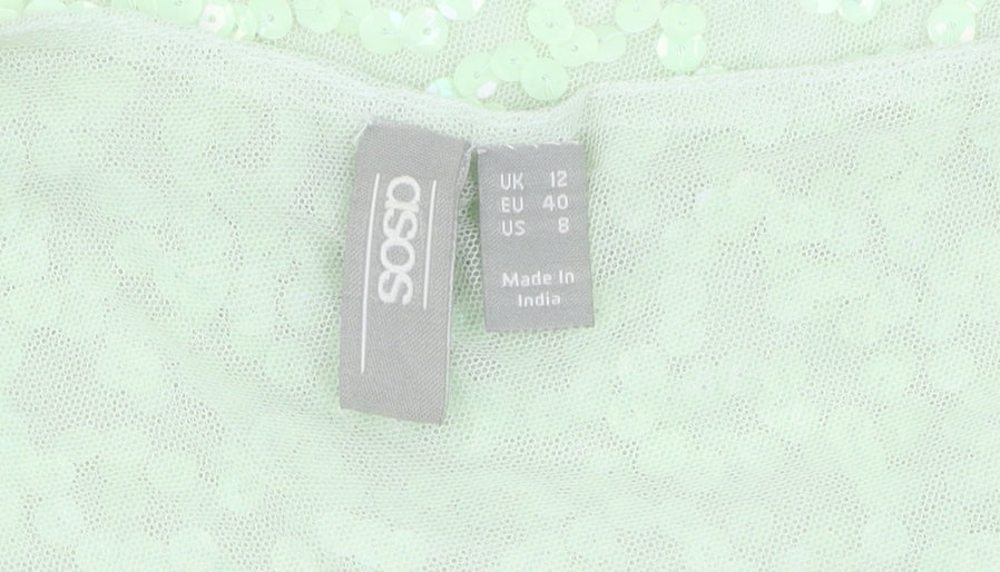 ASOS Women's Green Sequin Camisole Tank, Size 12