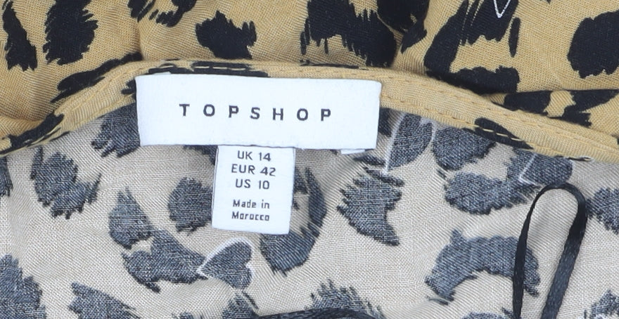 Topshop Women’s Animal Print Dress, Size 14, Viscose