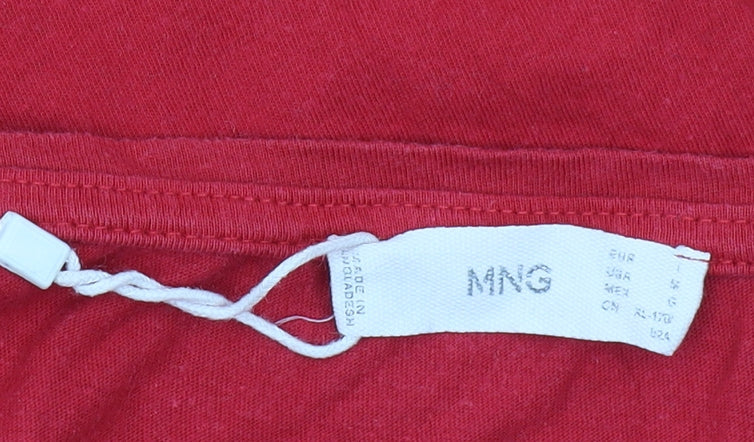 MNG Women's Red V-Neck T-Shirt Size 8