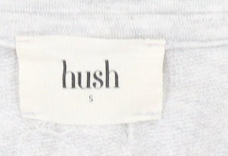 hush Women's Grey V-Neck T-Shirt, S, Casual Stretch Pullover