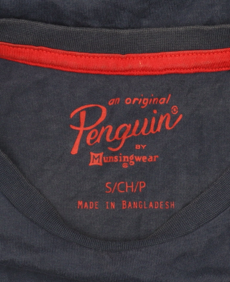Original Penguin Men’s Blue Crew Neck T-Shirt, S, Short Sleeve, Logo Accent