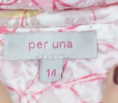 Marks & Spencer Women's Pink Floral V-Neck Top Size 14