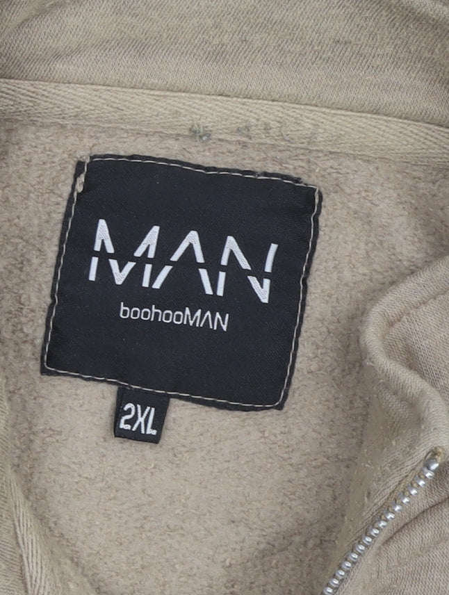 boohooMAN Mens Beige 2XL 1/4 Zip Sweatshirt