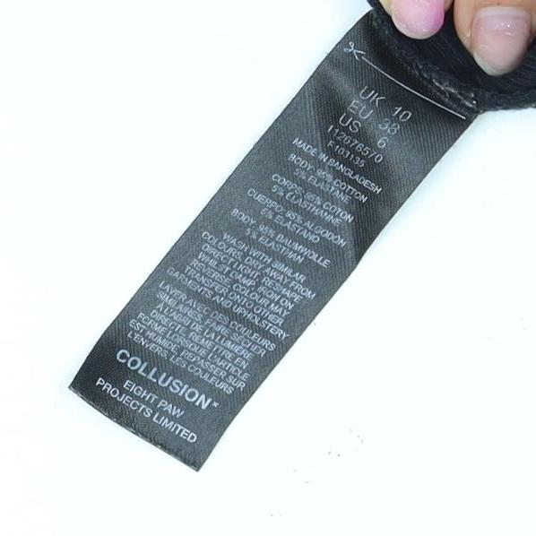 Collusion Women’s Black Slim T-Shirt, Size 10