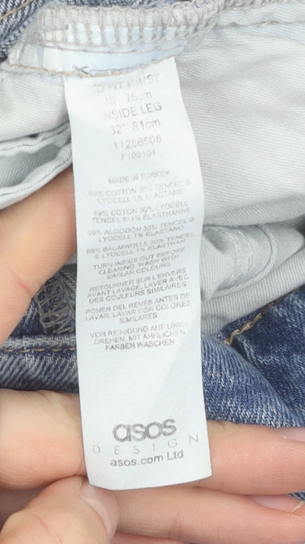 Asos Design Women's Blue Straight Jeans, Size 14
