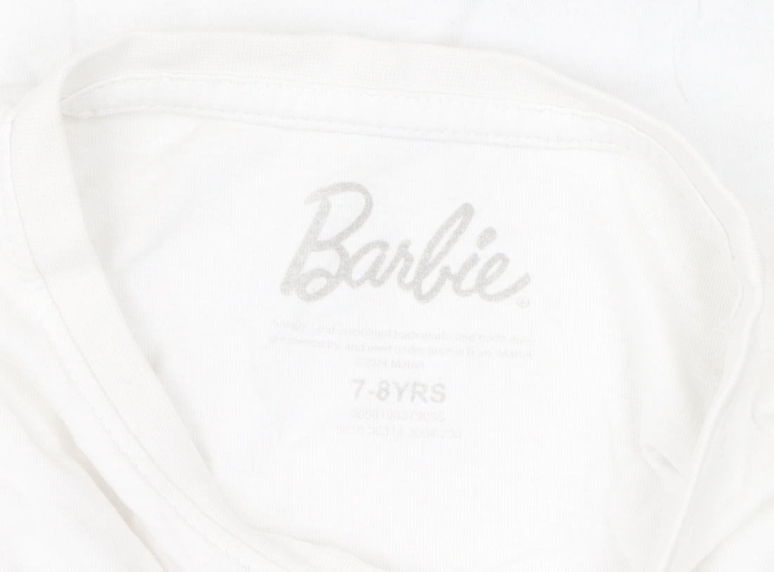 Additional view of Barbie girls’ white t-shirt 7-8 years, graphic print jersey