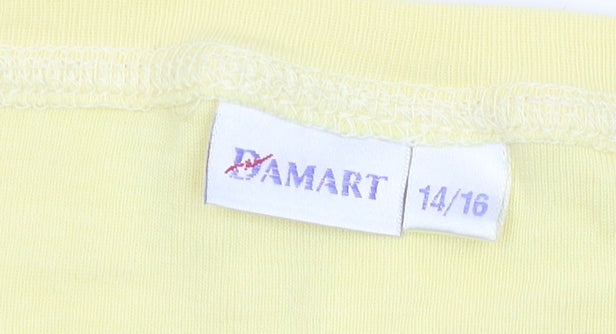 Damart Women's Yellow V-Neck T-Shirt Size M