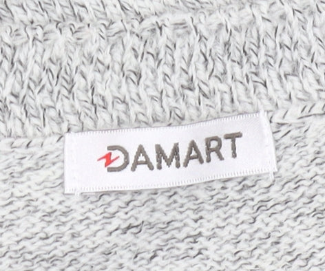 Damart Women's Grey Pullover Jumper M V-Neck 3/4 Sleeve