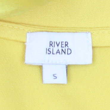 River Island Women's Yellow Tank Top - Size S, Spaghetti Straps