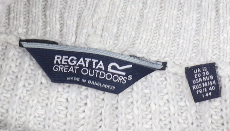Regatta Women's Ivory Roll Neck Cable-Knit Pullover Jumper Size 12