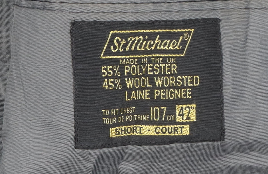 St Michael Men's Grey Blazer, 42S Notch Lapel, Formal