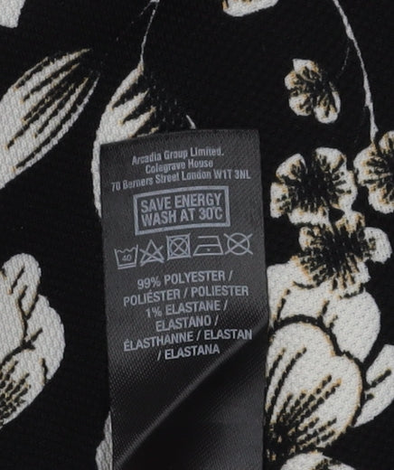 Dorothy Perkins Women's Black Floral Cropped Trousers Size 8