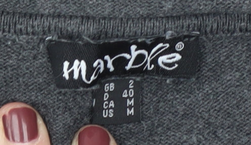 Marble Women's Grey V-Neck Star Pullover Jumper Size 12
