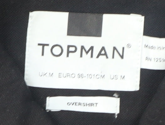 Topman Men's Black Cotton Mid-Length Jacket M
