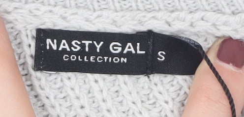 Nasty Gal Women's Ivory Chunky Knit Boat Neck Jumper Size S