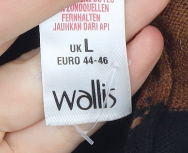 Wallis Women's Black Striped Pullover Jumper Size L