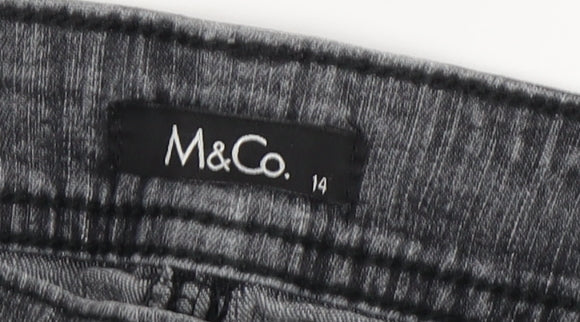 M&Co Women's Grey Jeans Size 14 Embroidered Dark Wash