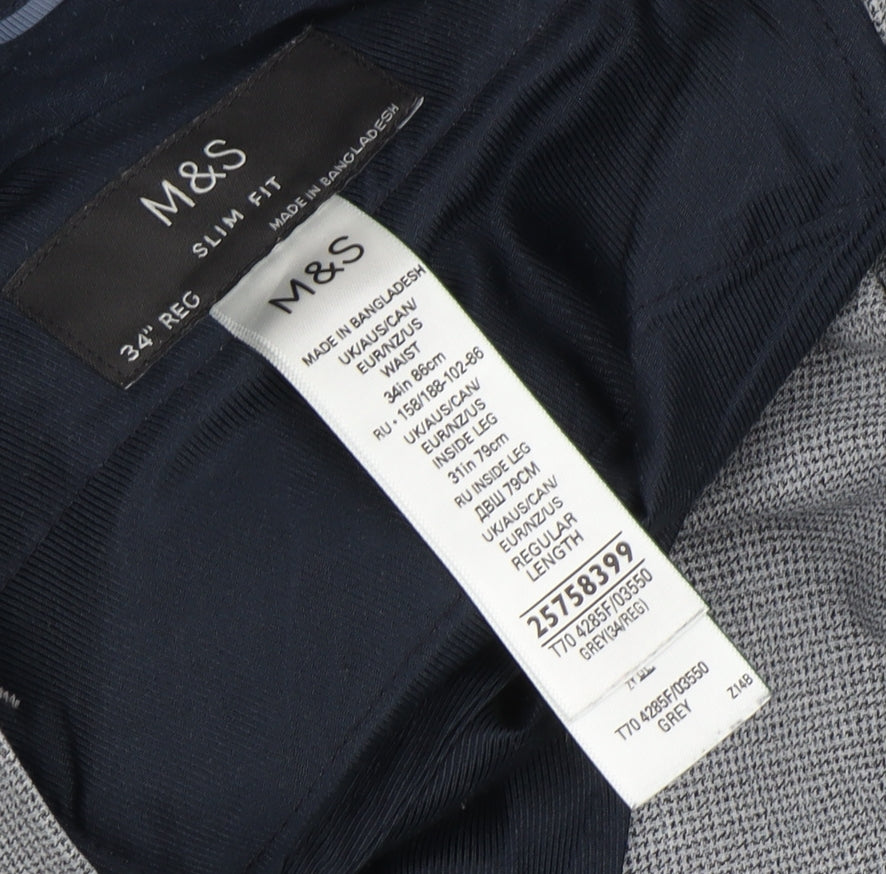 Marks & Spencer Men's Grey Slim Fit Trousers
