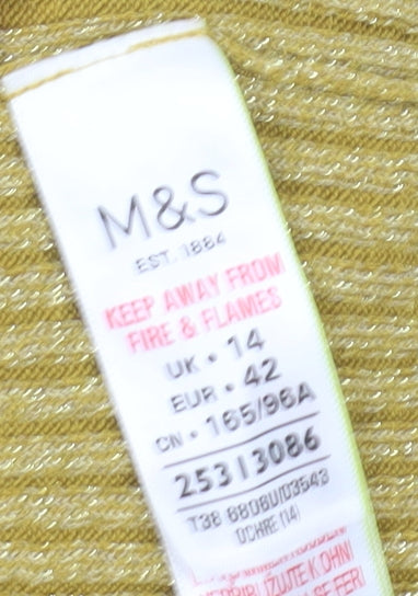 Marks & Spencer Yellow V-Neck Pullover Jumper Women Size 14